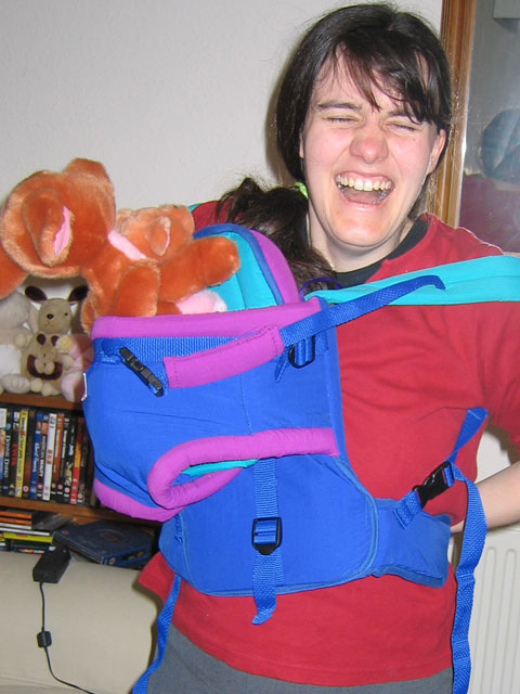 Heidi practising with a sling - some work still required