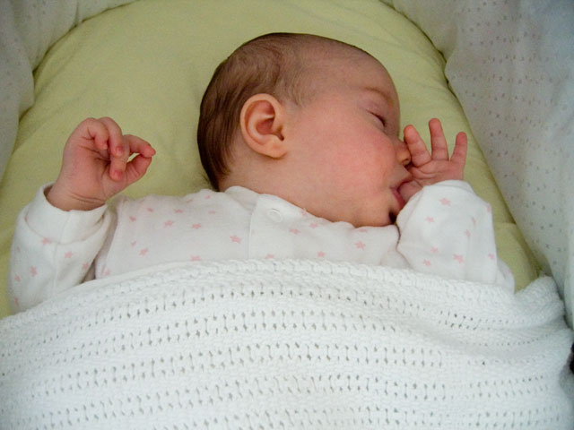 A typical Jessica sleeping pose - thumb in mouth